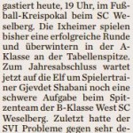 Erste Mannschaft heute im Kreispokal