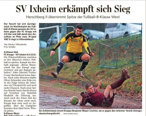 „SV Ixheim erkämpft sich Sieg“