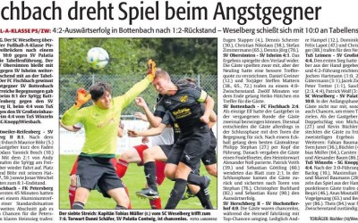 A-Klasse: Spielbericht vom 4. Spieltag