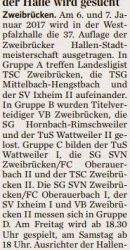 Auslosung der Zweibrücker Stadtmeisterschaft