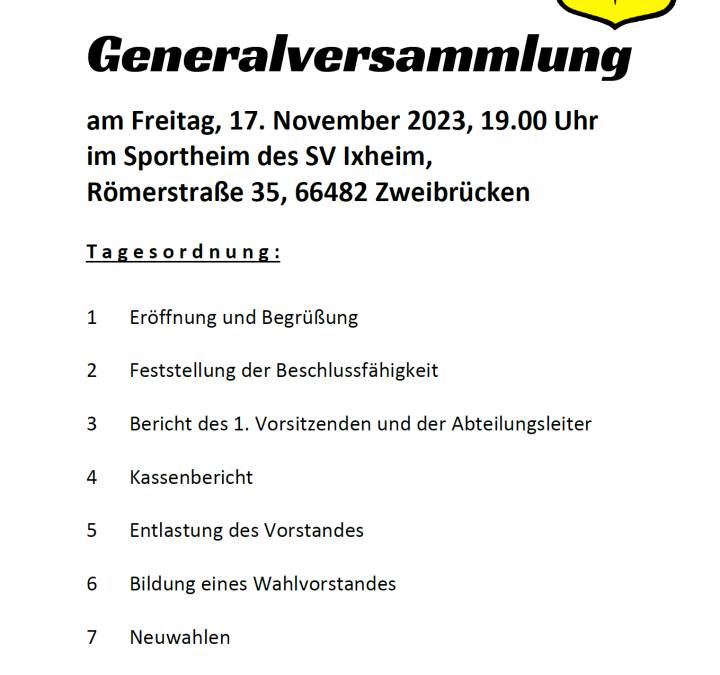 Einladung zur Generalversammlung